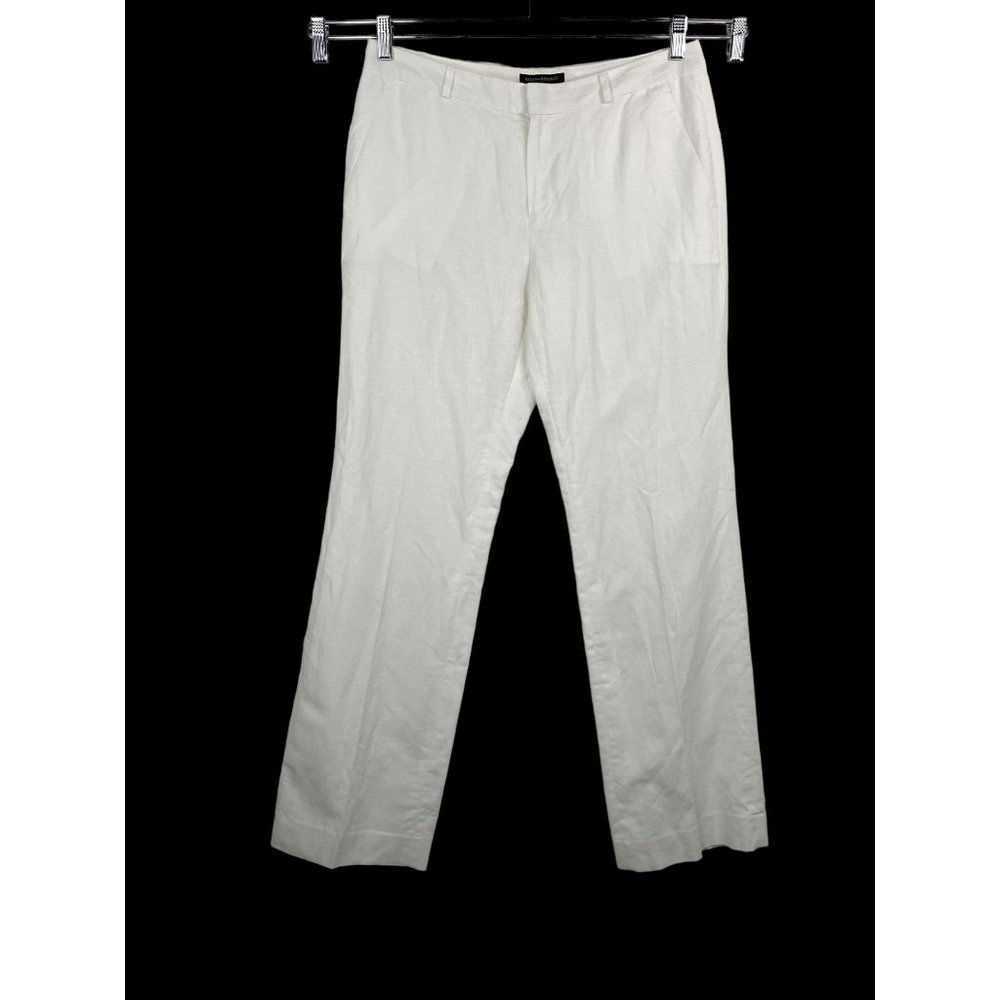 Banana Republic Linen Straight leg Logan pants white sz 8